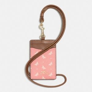 Authentic Coach Butterfly Dot Lanyard  Blush Chalk
